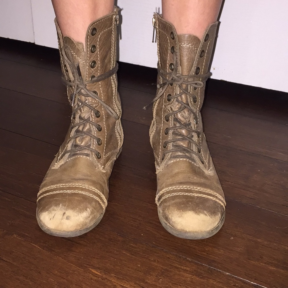 Brown combat boots
